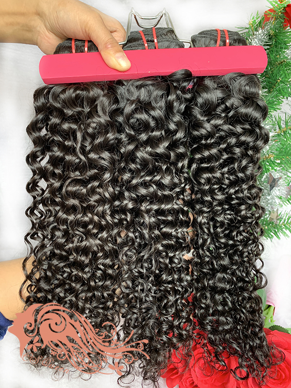 Csqueen Mink hair Jerry Curly Hair Weave 2 Bundles with 4 * 4 Transparent lace Closure Unprocessed Hair